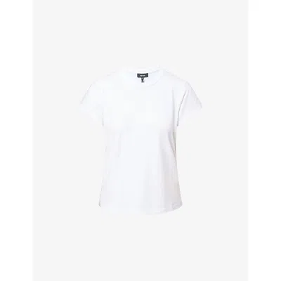 Me And Em And Em Womens Fresh White Round-neck Slim-fit Woven T-shirt