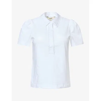 Me And Em And Em Womens Frilled-trim Cotton Shirt Fresh White