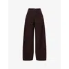 Me And Em And Em Womens Ganache Brown Super Soft Wide-leg Cotton-corduroy Trousers In Burgundy