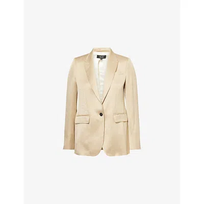 Me And Em And Em Womens Gold Elevated Evening Metallic Woven Jacket