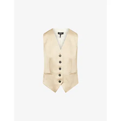 Me And Em And Em Womens Gold Elevated Evening Metallic Woven Waistcoat