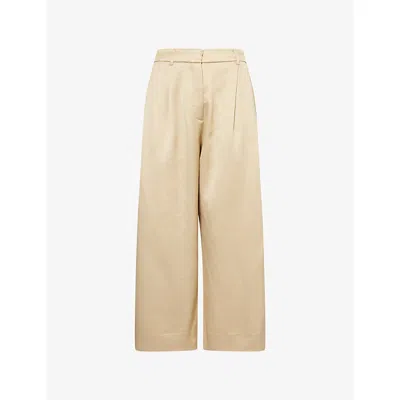Me And Em And Em Womens Gold Elevated Metallic Tailored Cropped Wide-leg Woven Trousers