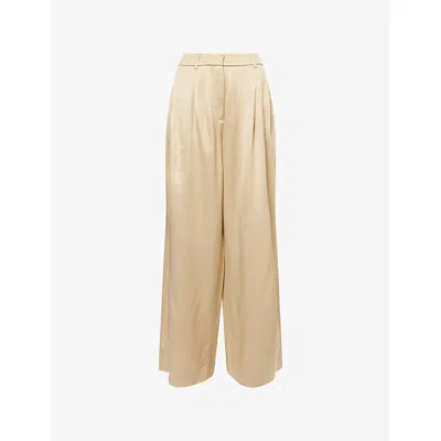 Me And Em And Em Womens Gold Elevated Metallic Tailored Wide-leg Woven Trousers