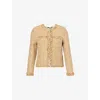 Me And Em And Em Womens Gold Metallic Tweed Evening Jacket