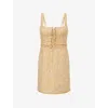 Me And Em And Em Womens Metallic Tweed Mini Dress Gold