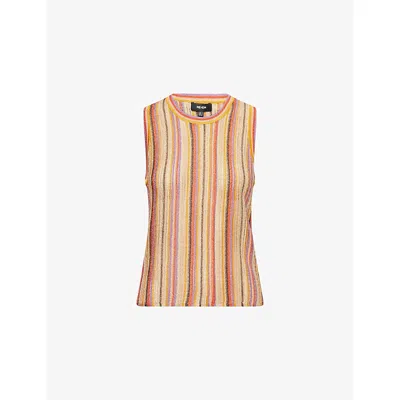 Me And Em And Em Womens Gold Multi Metallic Textured Stripe Knit Vest Top