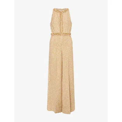 Me And Em And Em Womens The Event Ready Metallic Tweed Jumpsuit Gold