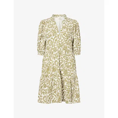 Me And Em Womens  Entangled Lace-print Tiered Cotton Mini Dress In Multi