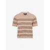 Me And Em And Em Womens Hazelnut Melange Mul Striped Round-neck Cashmere T-shirt Xs In Brown