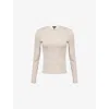 Me And Em And Em Womens Hazelnut Melange Ultimate Ribbed Long-sleeve Stretch-cotton Top In Neutral