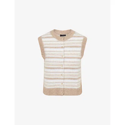 Me And Em And Em Womens Hazelnut Multi Fairisle Jacquard Wool-blend Knitted Vest In Neutral