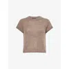 Me And Em And Em Womens Hazelnut Round-neck Short-sleeve Knitted Cashmere, Wool And Silk Top In Brown