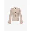 Me And Em And Em Womens Hazelnut Waisted V-neck Merino-wool Cardigan In Neutral