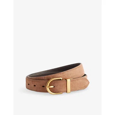 Me And Em And Em Womens Hazelnut/dark Chocol Classic Round-buckle Reversible Leather Belt