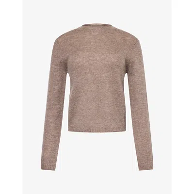 Me And Em And Em Womens High-neck Merino-wool, Cashmere And Silk Jumper Hazelnut Melange In Neutral