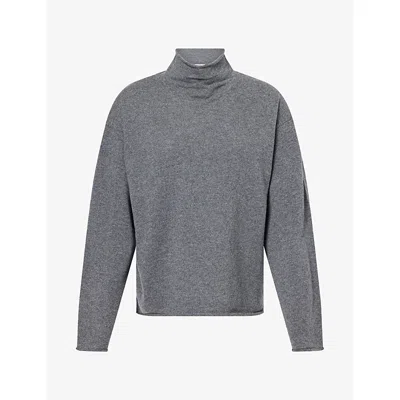 Me And Em And Em Womens High-neck Relaxed Cashmere Jumper Mid Grey Melange