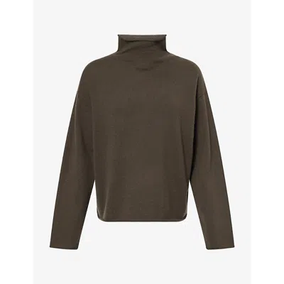 Me And Em And Em Womens High-neck Relaxed Cashmere Jumper Rich Olive Green