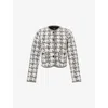 Me And Em And Em Womens Black Multi Houndstooth-texture Round-neck Woven Jacket In Multi