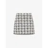 Me And Em And Em Womens Black Multi Houndstooth-texture Stretch-knit Mini Skirt In Multi