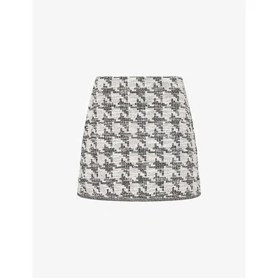 Me And Em And Em Womens Black Multi Houndstooth-texture Stretch-knit Mini Skirt