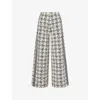 Me And Em And Em Womens Black Multi Houndstooth-texture Wide-leg Stretch-knit Trousers In Multi