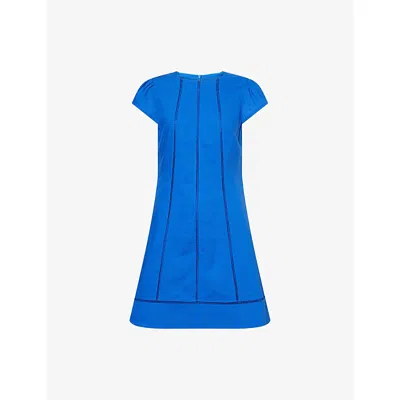 Me And Em And Em Womens Intense Blue A-line Cap-sleeve Linen Mini Dress