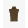 Me And Em And Em Womens Intense Olive High-neck Sleeveless Knitted Cashmere Vest In Brown
