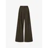 Me And Em Womens  Pleated Wide-leg Woven Trousers In Green