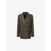Me And Em And Em Womens Intense Olive Town To Country Relaxed Pinstripe Wool-blend Blazer In Gray