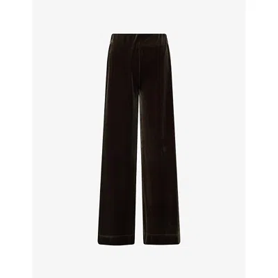 Me And Em Womens  Wide-leg Velour Palazzo Trousers In Black