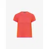 Me And Em And Em Womens Intense Orange Iris Ribbed Round-neck Knitted T-shirt In Intense Orange Iris