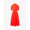 Me And Em Womens  Mixed Short-sleeves Stretch-cotton Maxi Dress In Intense Orange