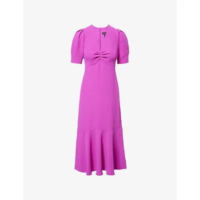 Me And Em And Em Womens Crepe Puffed-short-sleeves Woven Midi Dress Iris