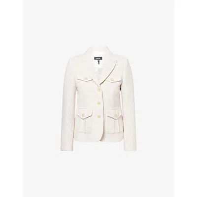 Me And Em And Em Womens Ivory Bouclé Notch-lapels Knitted Jacket In White