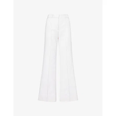 Me And Em Womens  Elongator Tailored-fit Double-faced Cotton Trousers In White
