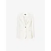 Me And Em And Em Womens Ivory/black Pinstripe Single-breasted Woven Blazer In Multi