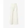 Me And Em Womens  Metallic Pinstripe Straight-leg Woven Trousers In White