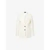Me And Em Womens  Metallic Pinstripe Woven Blazer In White
