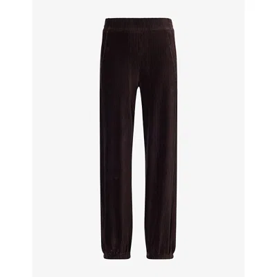 Me And Em And Em Womens Jumbo-cord Velour Jogging Trousers Dark Chocolate Brown In Burgundy