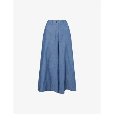Me And Em And Em Womens Wide-leg Tailored Denim Culottes Light Blue Wash