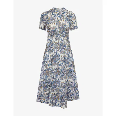 Me And Em And Em Womens Light Cream Chambray Geo Paisley-print Cotton Midi Dress