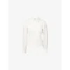 Me And Em And Em Womens Light Cream Fluid Long-sleeves Stretch-woven Blouse In White