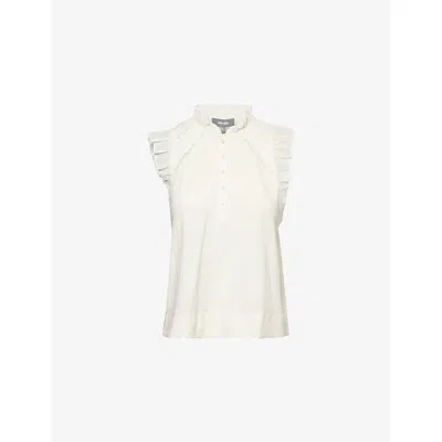 Me And Em And Em Womens Light Cream Frill-detail Cotton Swing Top