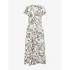 Me And Em And Em Womens Graphic-print Tiered Cotton Midi Dress Light Cream Golden O