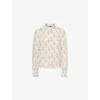 Me And Em And Em Womens Light Cream Multi Heather Berry-print Cotton And Silk Blouse In Multi