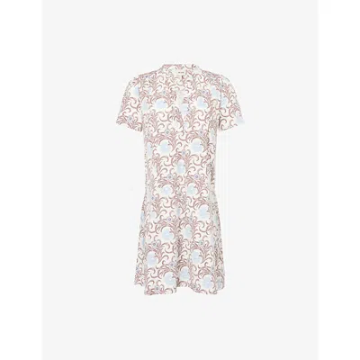 Me And Em And Em Womens Light Cream Multi In Bloom Floral-print Cotton Mini Dress