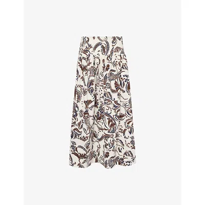 Me And Em Womens  Side-pocket Graphic-pattern Cotton Maxi Skirt In Light Cream Summer C