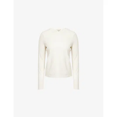 Me And Em And Em Womens Light Cream Warm Touch Long-sleeves Cotton-jersey Top In Sand