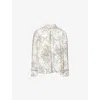 Me And Em And Em Womens Light Cream/black Bouquet-print Tie Silk Blouse In Neutral
