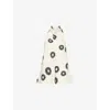 Me And Em And Em Womens Light Cream/black Floral-print Halter-neck Silk Top In Multi